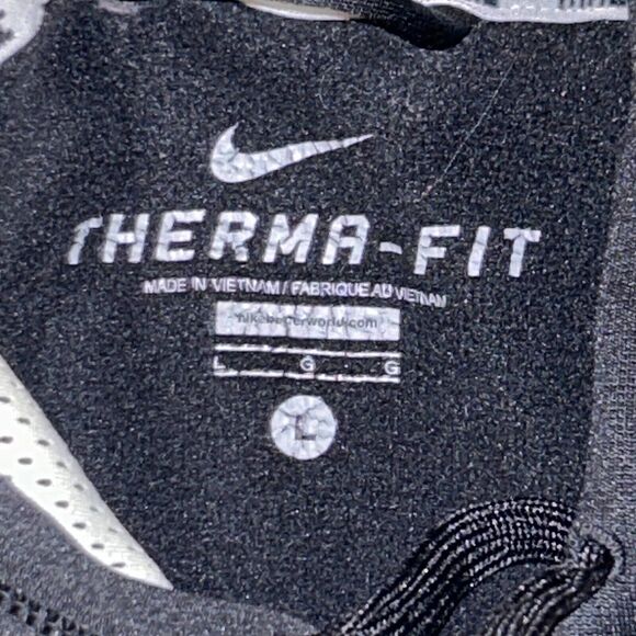 Nike Therma-FIT Hoodie Sweatshirt Men's L Black Pullover Drawstring Front Pocket - Picture 3 of 6